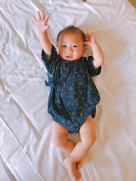 「アイテム（ロンパース、ブラック系）」を使った、GAKUさん（キッズ・70cm）の冬コーディネート