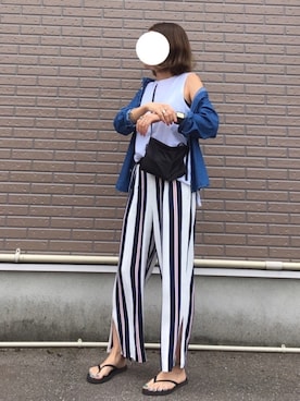 「OLD NAVY（オールドネイビー）のアイテム（ビーチサンダル）」を使った、aSaMiさん（レディース・156cm）の夏コーディネート