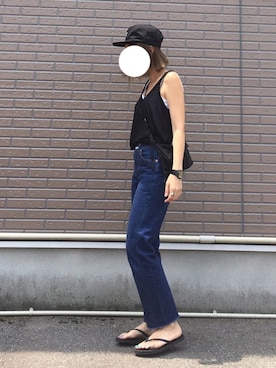 「OLD NAVY（オールドネイビー）のアイテム（ビーチサンダル）」を使った、aSaMiさん（レディース・156cm）の夏コーディネート