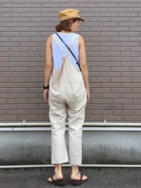「RED CHOP WORKS（レッドチョップワークス）のアイテム（オールインワン・サロペット）」を使った、aSaMiさん（レディース・156cm）の夏コーディネート