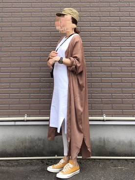 「UNE MANSION（ユヌマンション）のアイテム（シャツワンピース）」を使った、aSaMiさん（レディース・156cm）の春コーディネート