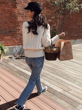「ROXY（ロキシー）のアイテム（キャスケット）」を使った、#smileyrannaさん（レディース・166cm）の春コーディネート