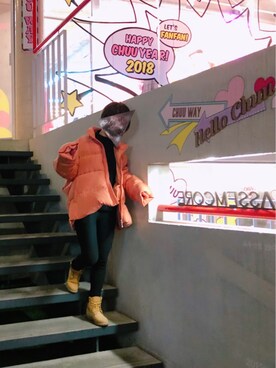 「travel」｜「アイテム（ブルゾン）」を使った、面面侠さん（レディース・158cm）の冬コーディネート