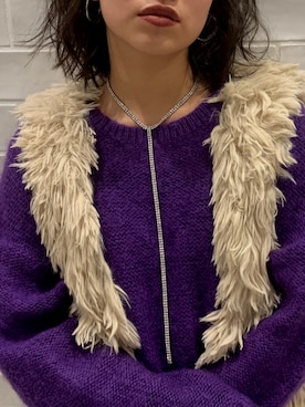 「ロングニット」｜「アイテム（アクセサリー）」を使った、guaさん（レディース・156cm）の冬コーディネート
