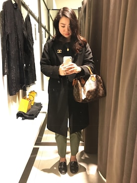 「LouisVuitton」｜「アイテム（チェスターコート）」を使った、Mi☺︎さん（レディース・154cm）の冬コーディネート
