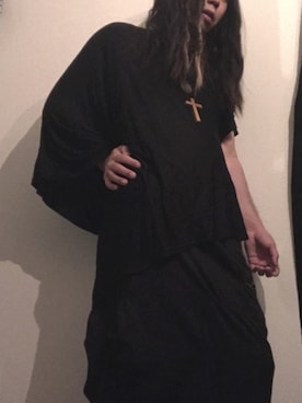「LIMI feu（リミフゥ）のアイテム（その他トップス、ブラック系）」を使った、うつつさん（169cm）の夏コーディネート