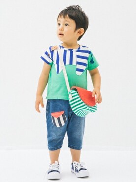 「アイテム（ショルダーバッグ）」を使った、KAZUさん（キッズ・89cm）の春コーディネート