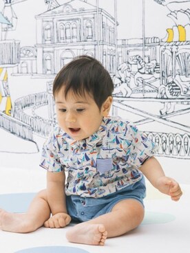 「アイテム（ロンパース）」を使った、KAZUさん（キッズ・69cm）の春コーディネート