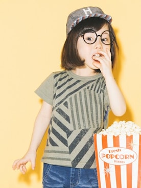 「アイテム（キャップ）」を使った、KAZUさん（キッズ・94cm）の春コーディネート