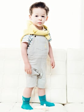 「アイテム（オールインワン・サロペット）」を使った、KAZUさん（キッズ・92cm）の春コーディネート