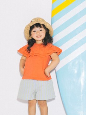 「サッカーストライプ」｜KAZUさん（キッズ・90cm）の夏コーディネート