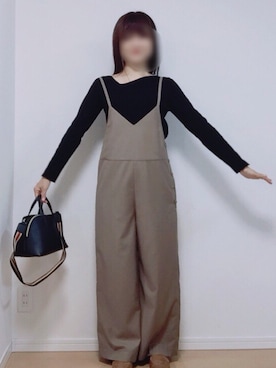 「green label relaxing（グリーンレーベルリラクシング）のアイテム（サロペット/オーバーオール）」を使った、かわうそさん（レディース・160cm）の秋コーディネート