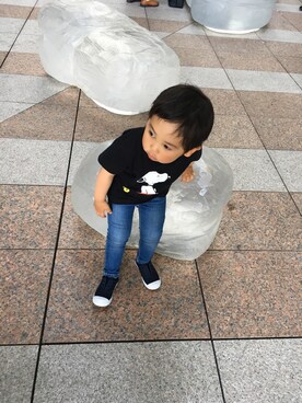 「TOMS（トムス）のアイテム（シューズ）」を使った、ARATAさん（キッズ・90cm）の春コーディネート