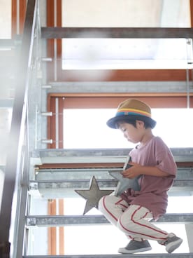 「Paul Smith（ポールスミス）のアイテム（帽子）」を使った、ARATAさん（キッズ・110cm）の秋コーディネート