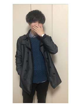 「no brand（ノーブランド）のアイテム（トレンチコート）」を使った、ぱちさん（メンズ・171cm）の冬コーディネート