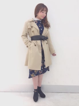 「AS KNOW AS PINKY（アズノゥアズピンキー）のアイテム（トレンチコート）」を使った、kanakoさん（レディース・158cm）の冬コーディネート