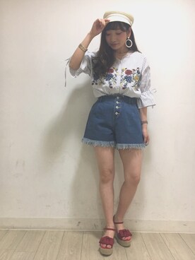 「AS KNOW AS PINKY（アズノゥアズピンキー）のアイテム（シャツ/ブラウス、その他）」を使った、kanakoさん（レディース・158cm）の春コーディネート