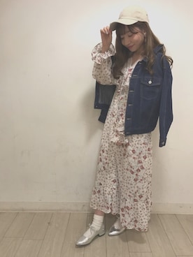 「AS KNOW AS PINKY（アズノゥアズピンキー）のアイテム（デニムジャケット）」を使った、kanakoさん（レディース・158cm）の冬コーディネート