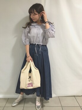 「AS KNOW AS PINKY（アズノゥアズピンキー）のアイテム（シャツ/ブラウス、ホワイト系）」を使った、kanakoさん（レディース・158cm）の冬コーディネート