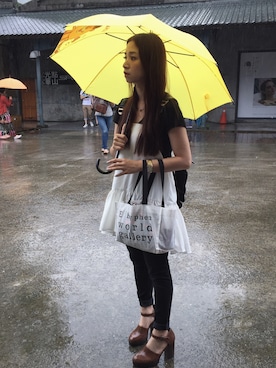 「PULL&BEAR（プルアンドベア）のアイテム（その他シューズ）」を使った、peipeidaiさん（レディース・156cm）の夏コーディネート