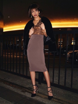 「アイテム（ドレス、ブラウン系）」を使った、Myshawty officialさん（レディース・160cm）の秋コーディネート