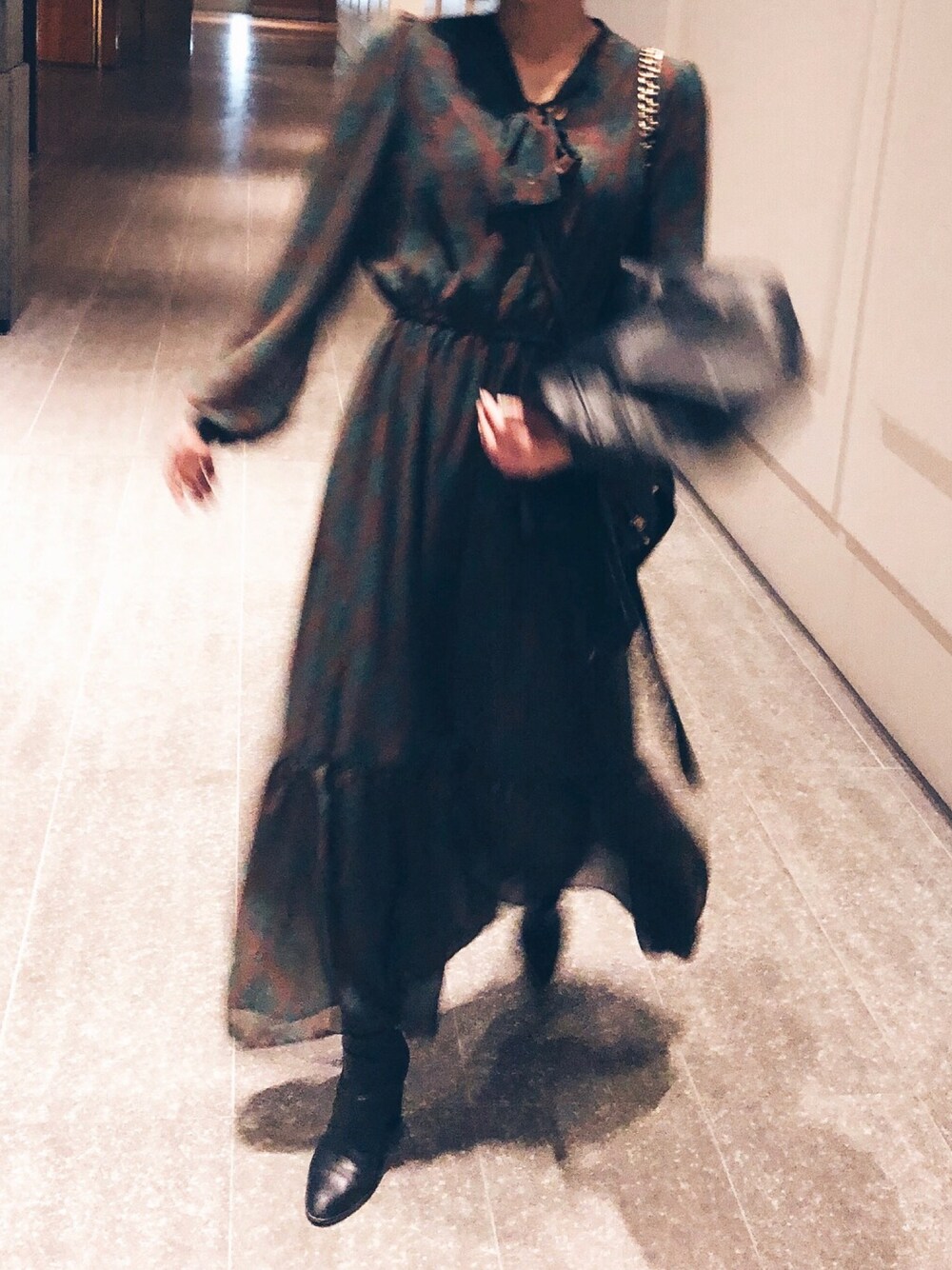 「My shawtyのtie design day dress（ワンピース、グリーン系）」を使った、Myshawty officialさん（レディース・160cm）の春コーディネートの1枚目の写真