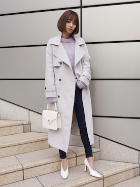 「My shawty（ﾏｲｼｬｳﾃｨｰ）のアイテム（トレンチコート）」を使った、Myshawty officialさん（レディース・160cm）の冬コーディネート
