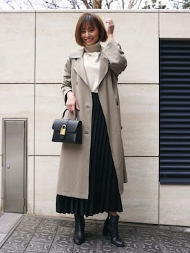 「My shawty（ﾏｲｼｬｳﾃｨｰ）のアイテム（トレンチコート）」を使った、Myshawty officialさん（レディース・160cm）の冬コーディネート