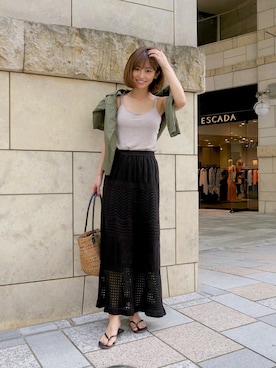 「My shawty（ﾏｲｼｬｳﾃｨｰ）のアイテム（かごバッグ）」を使った、Myshawty officialさん（レディース・160cm）の夏コーディネート