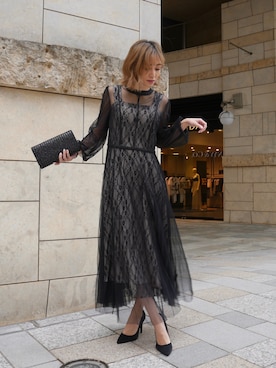 「アイテム（ドレス、ブラック系）」を使った、Myshawty officialさん（レディース・160cm）の冬コーディネート