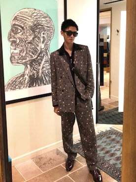 「柄×柄」｜「アイテム（腕時計）」を使った、いもっこさん（メンズ・174cm）の秋コーディネート