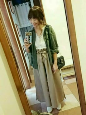 「ehka sopo（エヘカソポ）のアイテム（ミリタリージャケット）」を使った、にくの とりこさん（レディース・153cm）の春コーディネート