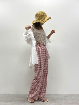 「メロートップス」｜「アイテム（帽子）」を使った、C h i iさん（レディース・155cm）の春コーディネート