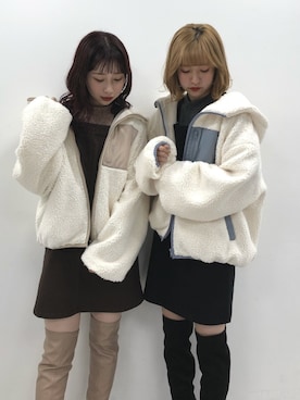「one after another NICE CLAUP（ワンアフターアナザーナイスクラップ）のアイテム（ブルゾン）」を使った、C h i iさん（レディース・155cm）の夏コーディネート