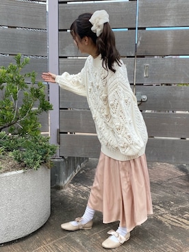 「one after another NICE CLAUP（ワンアフターアナザーナイスクラップ）のアイテム（バレエシューズ、ゴールド系）」を使った、C h i iさん（レディース・155cm）の秋コーディネート