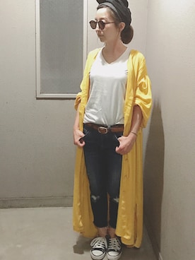 「アイテム（シャツワンピース）」を使った、yasuhaさん（レディース・151cm）の夏コーディネート