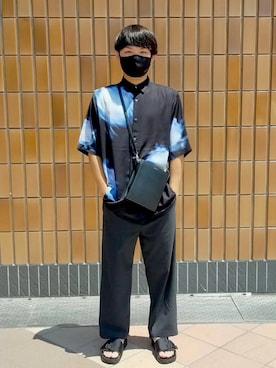 「HARE（ハレ）のボカシハナガラシャツ(HARE)（シャツ/ブラウス）」を使った、Masayaさん（メンズ・173cm）の夏コーディネート