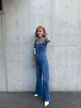 「SPIRALGIRL（スパイラルガール）のアイテム（サロペット/オーバーオール）」を使った、namiさん（レディース・160cm）の春コーディネート