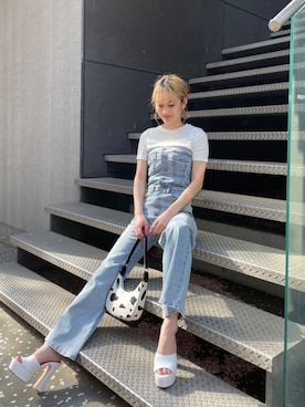 「ライトブルー」｜「アイテム（オールインワン・サロペット）」を使った、namiさん（レディース・160cm）の春コーディネート