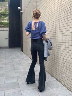 「パワショルニット」｜namiさん（レディース・160cm）の春コーディネート