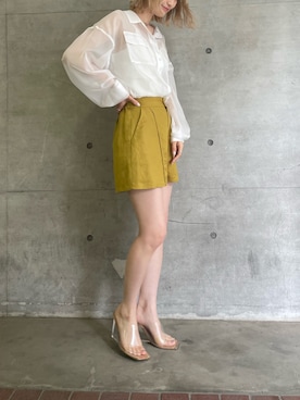 「リネンショートパンツ」｜namiさん（レディース・160cm）の春コーディネート