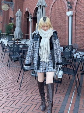 「マフラーコーデ」｜「アイテム（その他アウター）」を使った、namiさん（レディース・160cm）の冬コーディネート