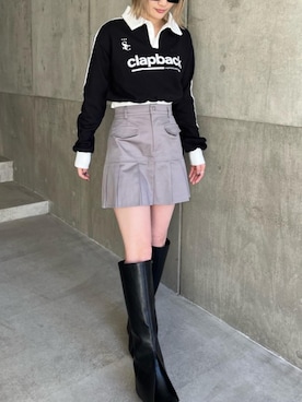 「スウェットトップス」｜「アイテム（スカート）」を使った、namiさん（レディース・160cm）の冬コーディネート