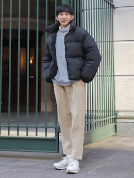 「UNIQLO（ユニクロ）のタートルネックT（長袖）（Tシャツ/カットソー）」を使った、 ごりゅーさん（メンズ・177cm）の冬コーディネート