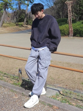 「HOOK（フック）のアイテム（パンツ）」を使った、 ごりゅーさん（メンズ・177cm）の春コーディネート