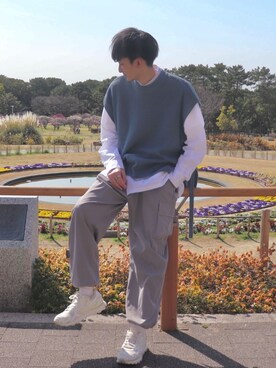 「HOOK（フック）のアイテム（パンツ）」を使った、 ごりゅーさん（メンズ・177cm）の春コーディネート