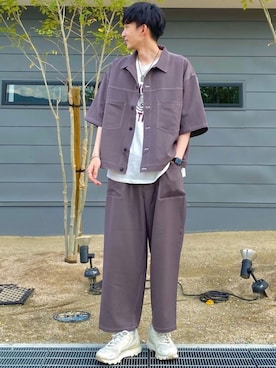 「BASQUE magenta（バスクマゼンタ）のアイテム（セットアップ）」を使った、 ごりゅーさん（メンズ・177cm）の春コーディネート