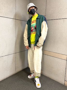 「アイテム（レッグウェア、グリーン系）」を使った、TAIYOさん（メンズ・174cm）の冬コーディネート