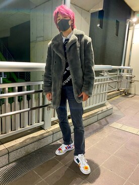 「Abercrombie&Fitch（アバークロンビーアンドフィッチ）のアイテム（デニムパンツ）」を使った、TAIYOさん（メンズ・174cm）の冬コーディネート