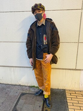 「アイテム（キャスケット、イエロー系）」を使った、TAIYOさん（メンズ・174cm）の春コーディネート